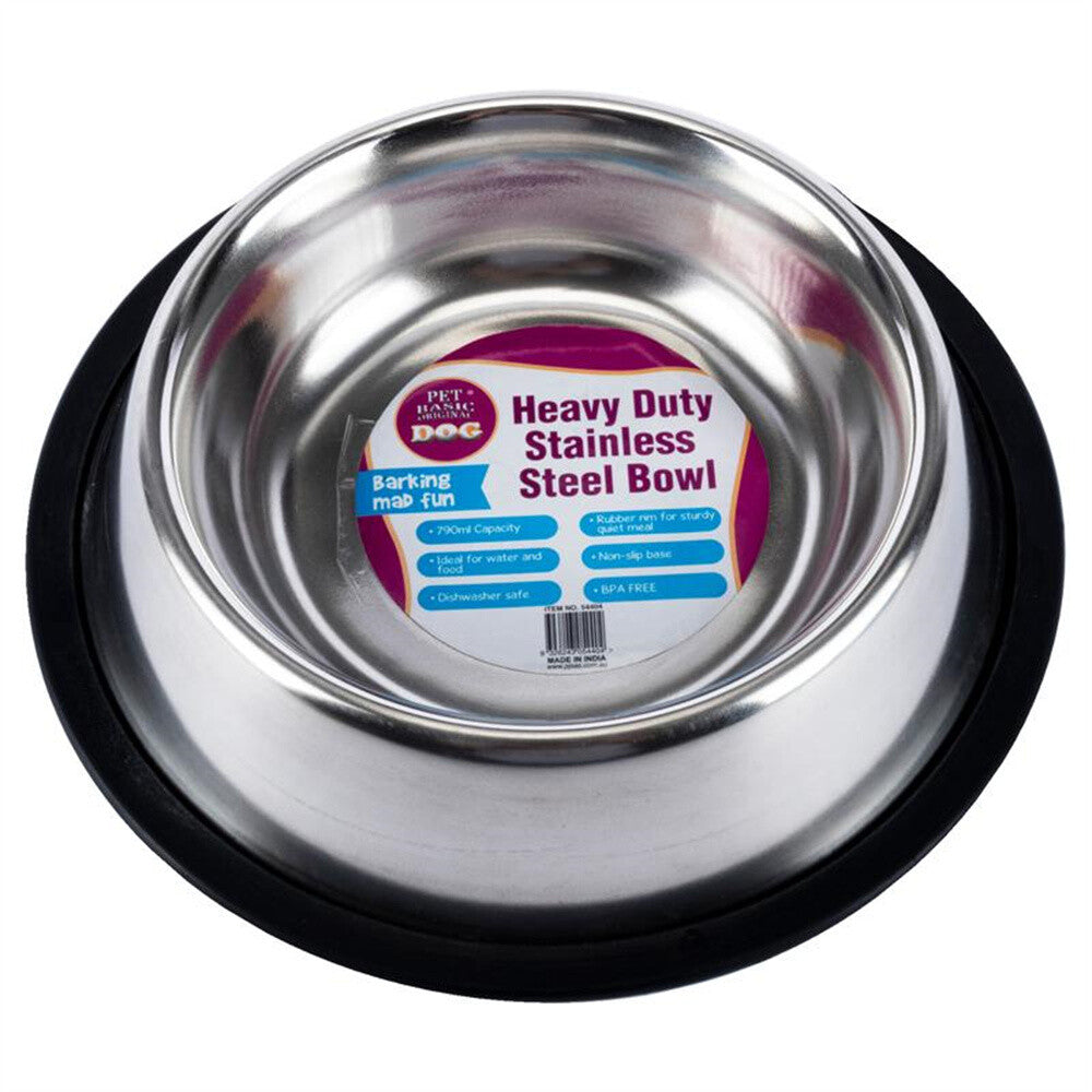 790Ml Pet Dog Puppy Food Water Dish Feeder Bowl Stainless Steel Non Slip Durable