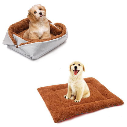 NNEAGS 2X Silver Dual-purpose Cushion Nest Cat Dog Bed Warm Plush Kennel Mat Pet Home Travel Essentials