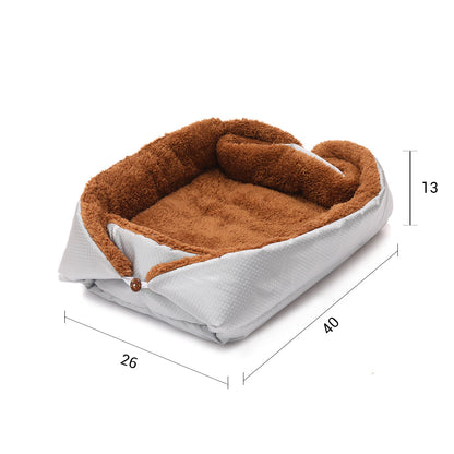 NNEAGS 2X Silver Dual-purpose Cushion Nest Cat Dog Bed Warm Plush Kennel Mat Pet Home Travel Essentials