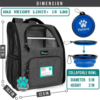 Deluxe Ventilated Pet Carrier Backpack for Small Cats and Dogs - Two-Sided Entry, Safety Features, and Cushioned Back Support for Travel and Outdoor Activities (Heather Charcoal)