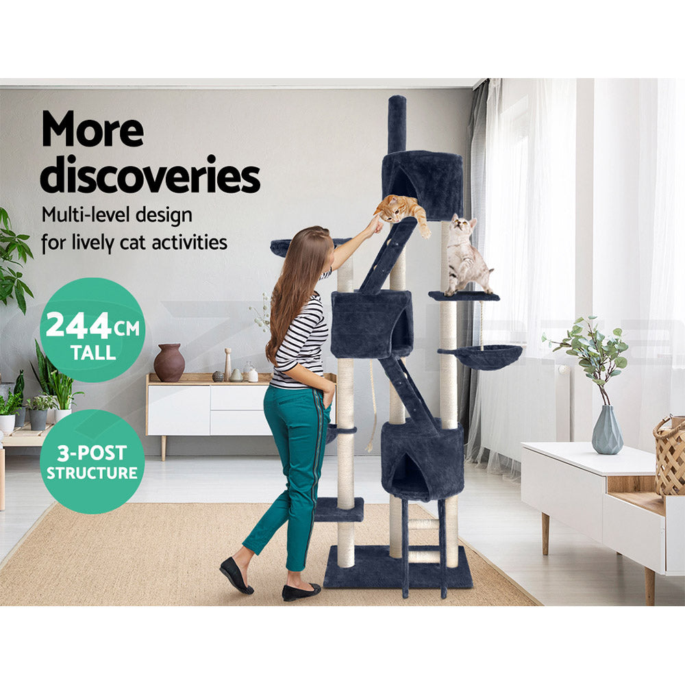 I.Pet Cat Tree Tower Scratching Post Wood Scratcher Condo Toys Trees Bed Large