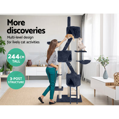 I.Pet Cat Tree Tower Scratching Post Wood Scratcher Condo Toys Trees Bed Large