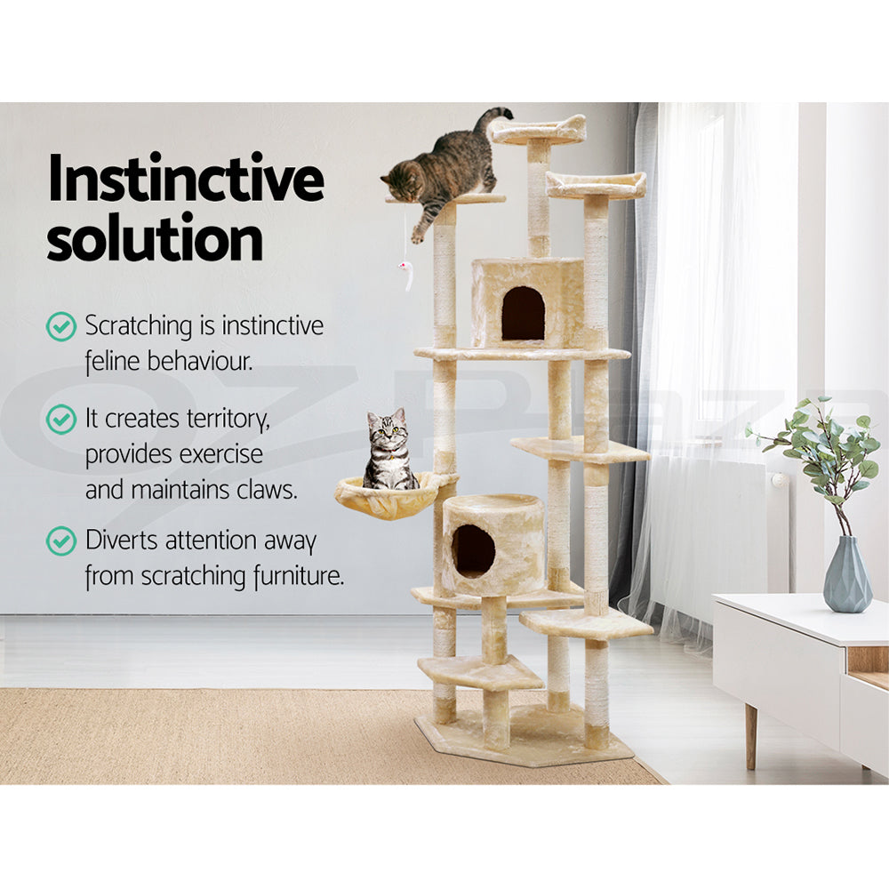 I.Pet Cat Tree Tower Scratching Post Wood Scratcher Condo Toys Trees Bed Large