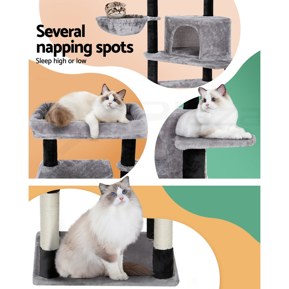I.Pet Cat Tree Tower Scratching Post Wood Scratcher Condo Toys Trees Bed Large