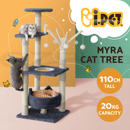 I.Pet Cat Tree Tower Scratching Post Scratcher Wood Condo Bed Toys Play Ladder