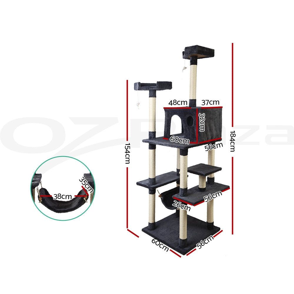 I.Pet Cat Tree Tower Scratching Post Wood Scratcher Condo Toys Trees Bed Large