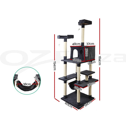 I.Pet Cat Tree Tower Scratching Post Wood Scratcher Condo Toys Trees Bed Large