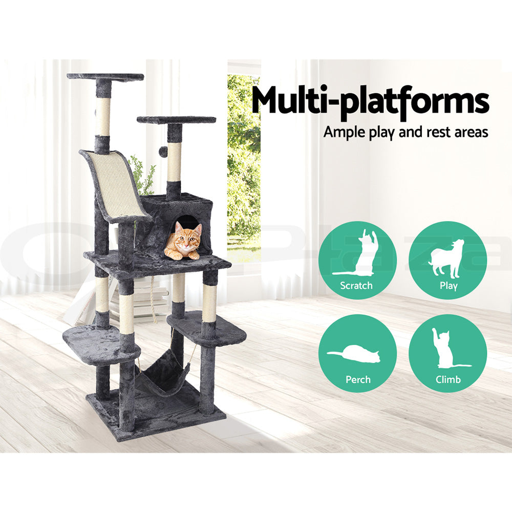 I.Pet Cat Tree Tower Scratching Post Wood Scratcher Condo Toys Trees Bed Large