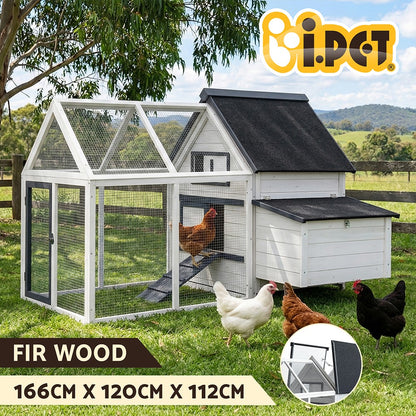 I.Pet Chicken Coop Rabbit Hutch Large House Run Cage XL Pet Hutch Bunny Wooden