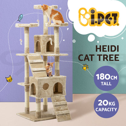 I.Pet Cat Tree Tower Scratching Post Wood Scratcher Condo Toys Trees Bed Large