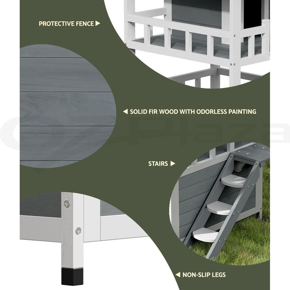 I.Pet Outdoor Wooden Cat House and Small Animal Shelter