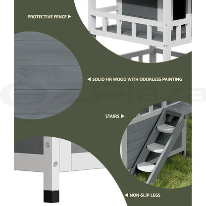 I.Pet Outdoor Wooden Cat House and Small Animal Shelter
