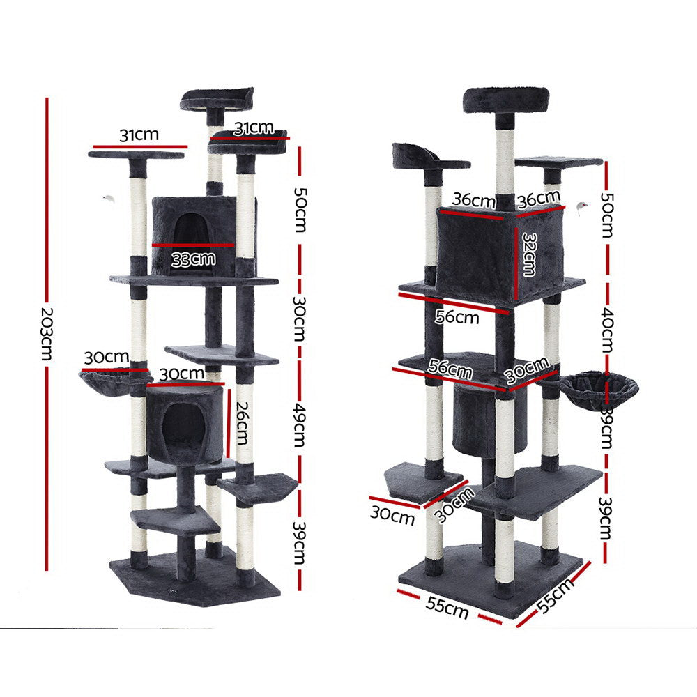 I.Pet Cat Tree Tower Scratching Post Wood Scratcher Condo Toys Trees Bed Large
