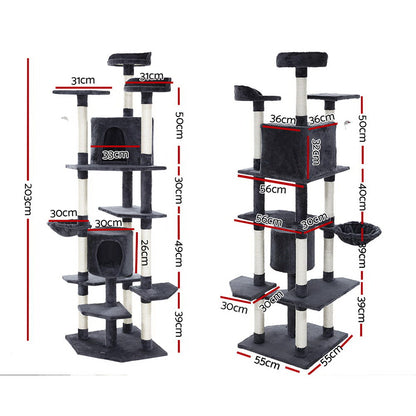 I.Pet Cat Tree Tower Scratching Post Wood Scratcher Condo Toys Trees Bed Large