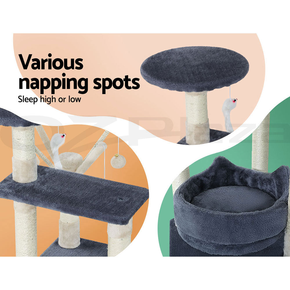 I.Pet Cat Tree Tower Scratching Post Scratcher Wood Condo Bed Toys Play Ladder