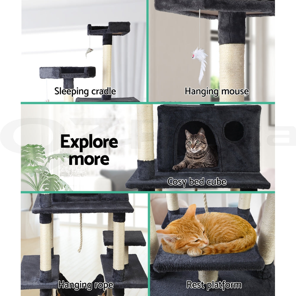I.Pet Cat Tree Tower Scratching Post Wood Scratcher Condo Toys Trees Bed Large