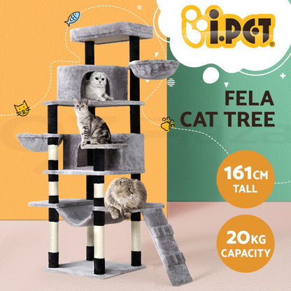 I.Pet Cat Tree Tower Scratching Post Wood Scratcher Condo Toys Trees Bed Large