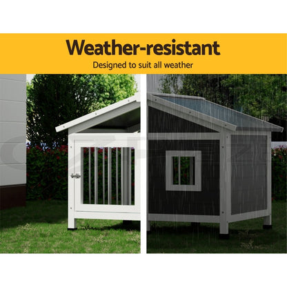 I.Pet Dog Kennel House Large Wooden Outdoor Pet Kennels Indoor Puppy Cabin Home