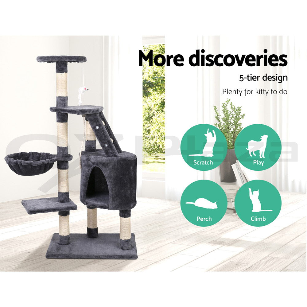 I.Pet Cat Tree Tower Scratching Post Scratcher Wood Condo Bed Toys Play Ladder