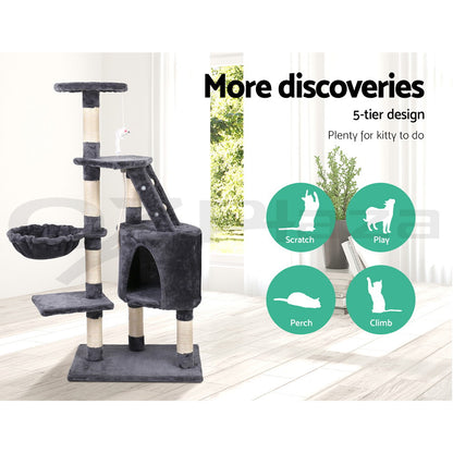 I.Pet Cat Tree Tower Scratching Post Scratcher Wood Condo Bed Toys Play Ladder