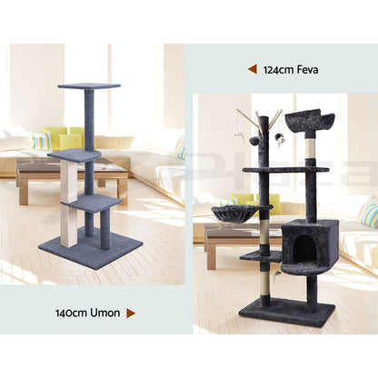 I.Pet Cat Tree Tower Scratching Post Scratcher Wood Condo Bed Toys Play Ladder