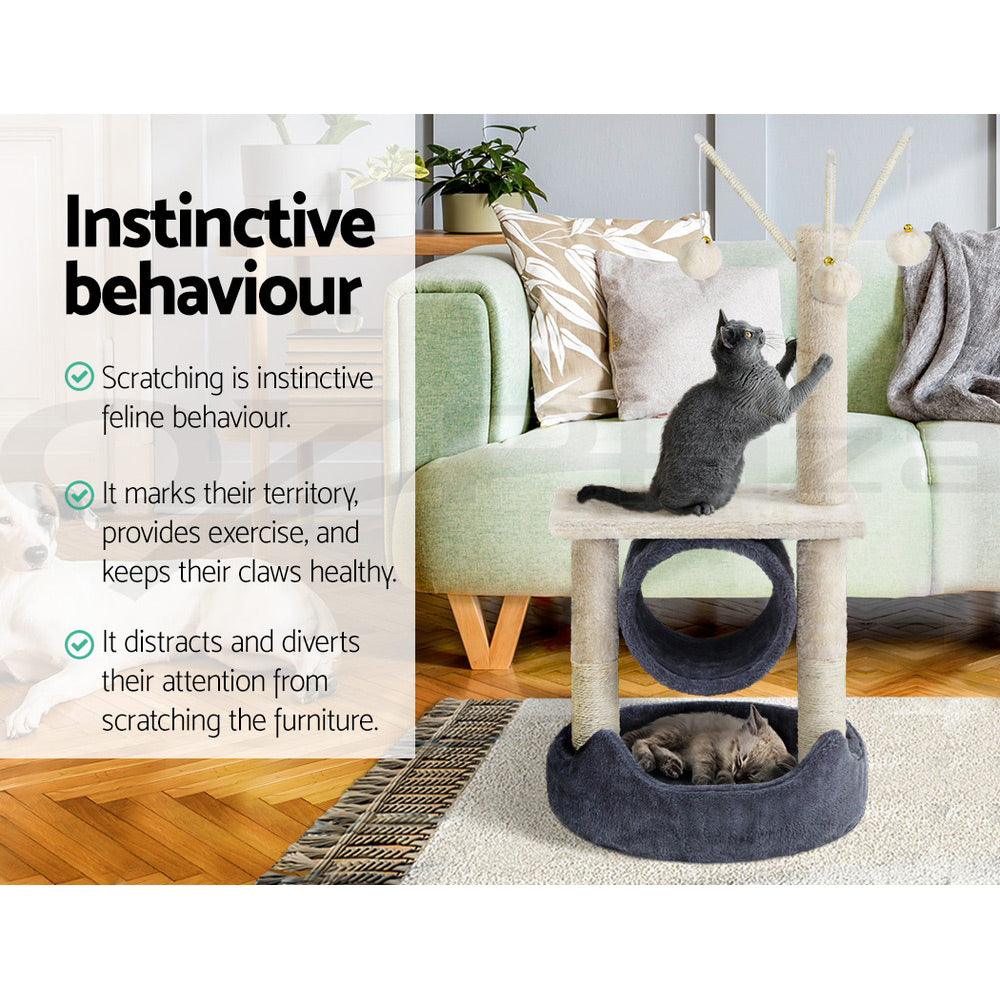 I.Pet Cat Tree Tower Scratching Post Scratcher Wood Condo Bed Toys Play Ladder
