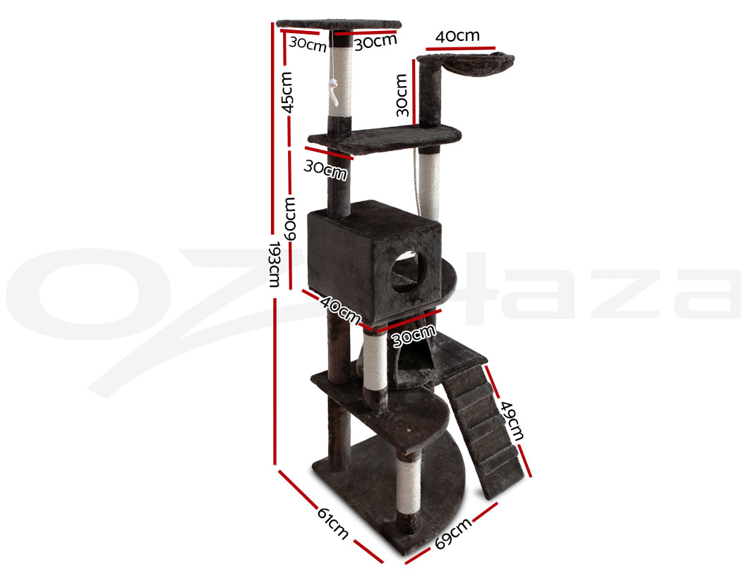 I.Pet Cat Tree Tower Scratching Post Wood Scratcher Condo Toys Trees Bed Large
