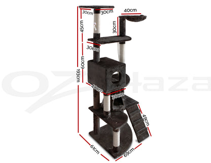 I.Pet Cat Tree Tower Scratching Post Wood Scratcher Condo Toys Trees Bed Large