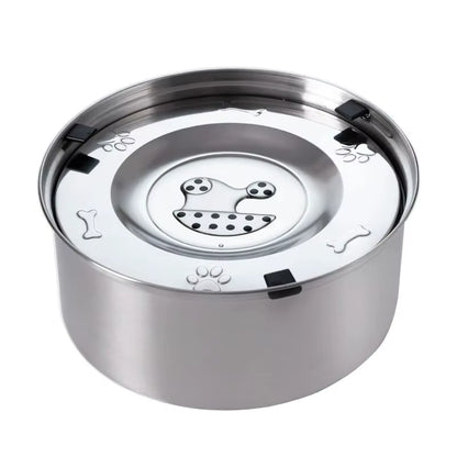 Big Capacity Stainless Steel Dog Floating Bowl, No Spill Anti-Splash Dog Water Dispenser, Non-Slip Dog Cat Pet Water Feeder Bowl