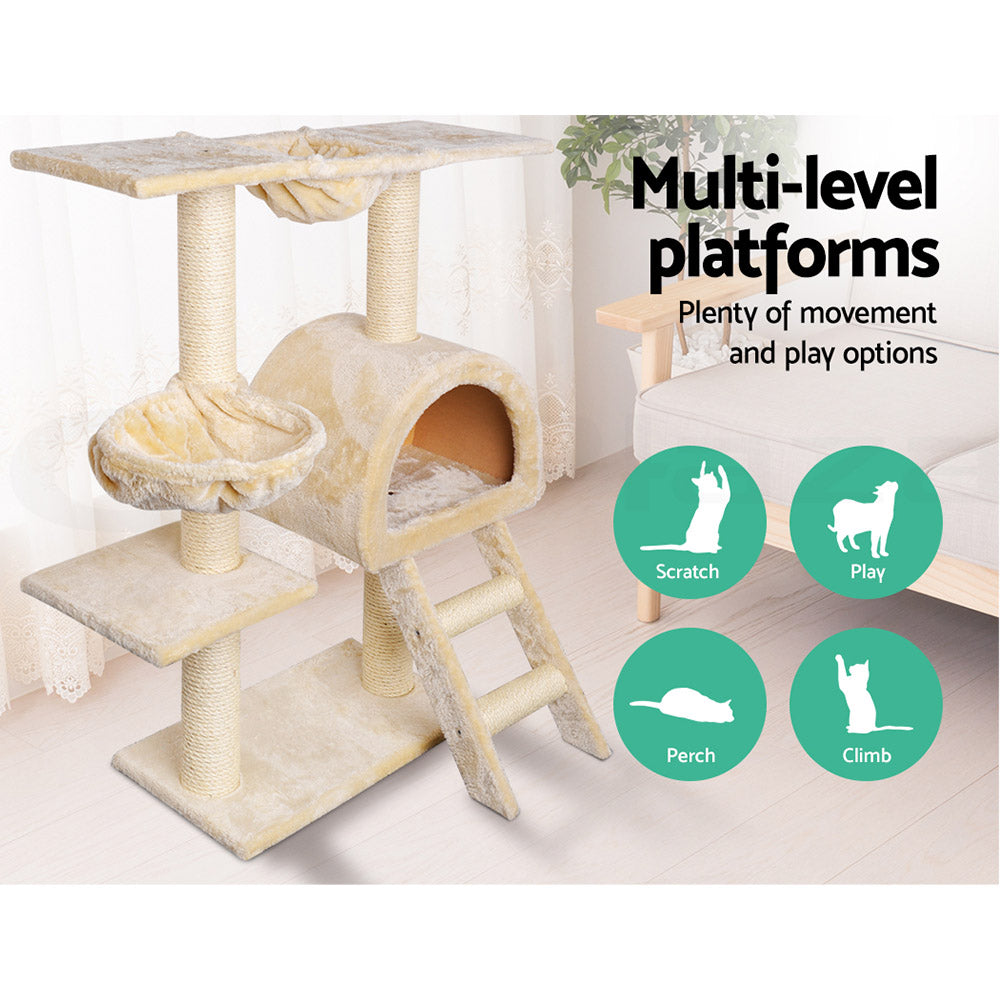 I.Pet Cat Tree Tower Scratching Post Scratcher Wood Condo Bed Toys Play Ladder