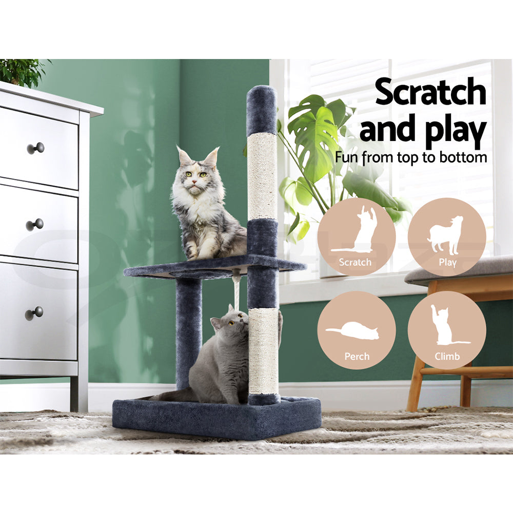 I.Pet Cat Tree Tower Scratching Post Scratcher Wood Condo Bed Toys Play Ladder