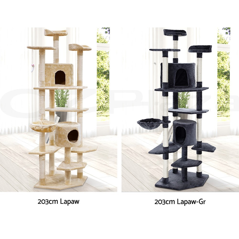 I.Pet Cat Tree Tower Scratching Post Wood Scratcher Condo Toys Trees Bed Large