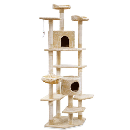 I.Pet Cat Tree Tower Scratching Post Wood Scratcher Condo Toys Trees Bed Large