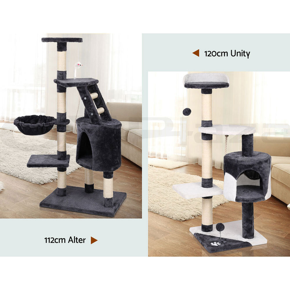 I.Pet Cat Tree Tower Scratching Post Scratcher Wood Condo Bed Toys Play Ladder