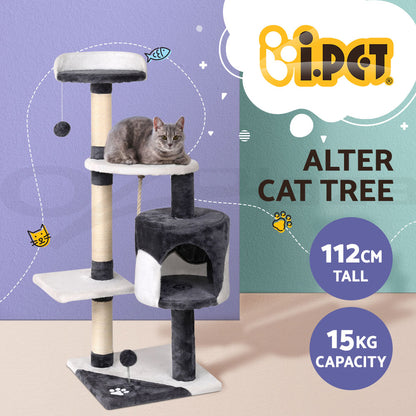 I.Pet Cat Tree Tower Scratching Post Scratcher Wood Condo Bed Toys Play Ladder