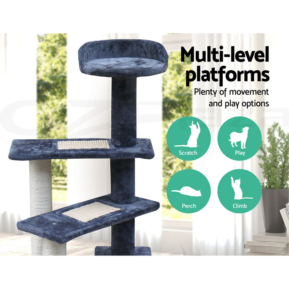 I.Pet Cat Tree Tower Scratching Post Scratcher Wood Condo Bed Toys Play Ladder