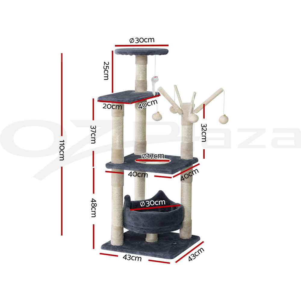 I.Pet Cat Tree Tower Scratching Post Scratcher Wood Condo Bed Toys Play Ladder