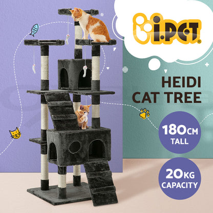 I.Pet Cat Tree Tower Scratching Post Wood Scratcher Condo Toys Trees Bed Large