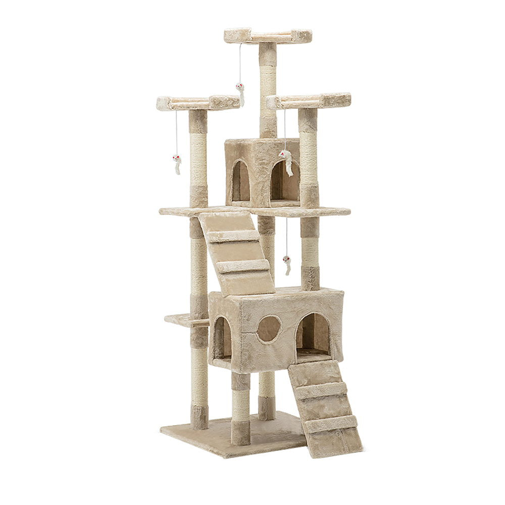 I.Pet Cat Tree Tower Scratching Post Wood Scratcher Condo Toys Trees Bed Large