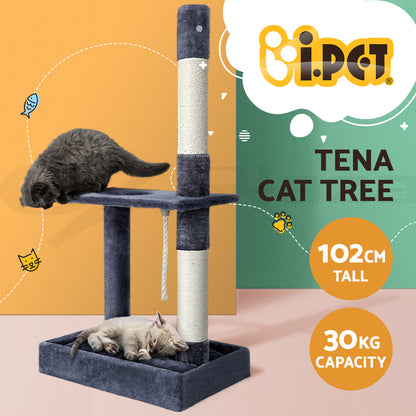 I.Pet Cat Tree Tower Scratching Post Scratcher Wood Condo Bed Toys Play Ladder