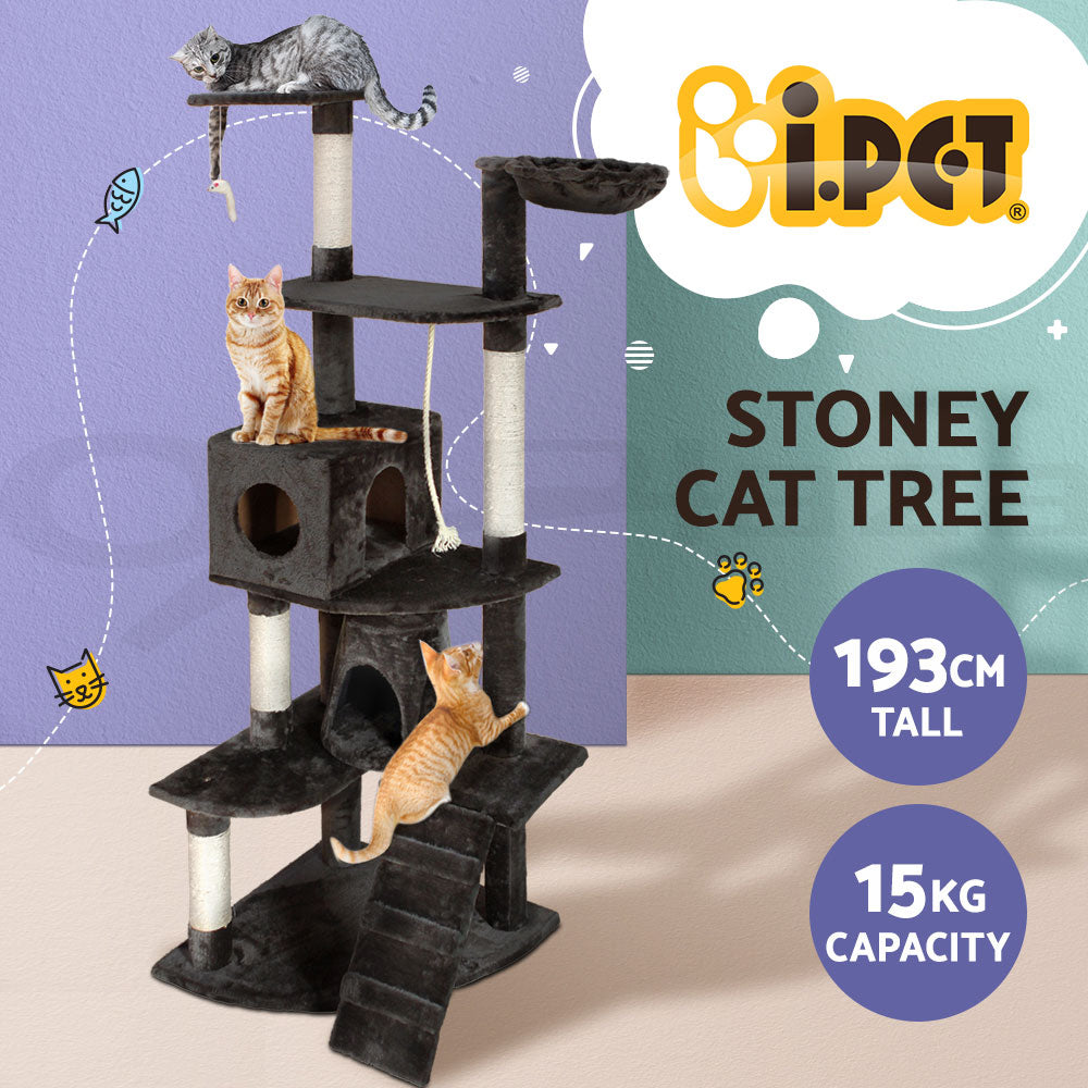 I.Pet Cat Tree Tower Scratching Post Wood Scratcher Condo Toys Trees Bed Large