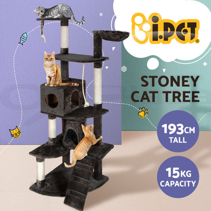 I.Pet Cat Tree Tower Scratching Post Wood Scratcher Condo Toys Trees Bed Large