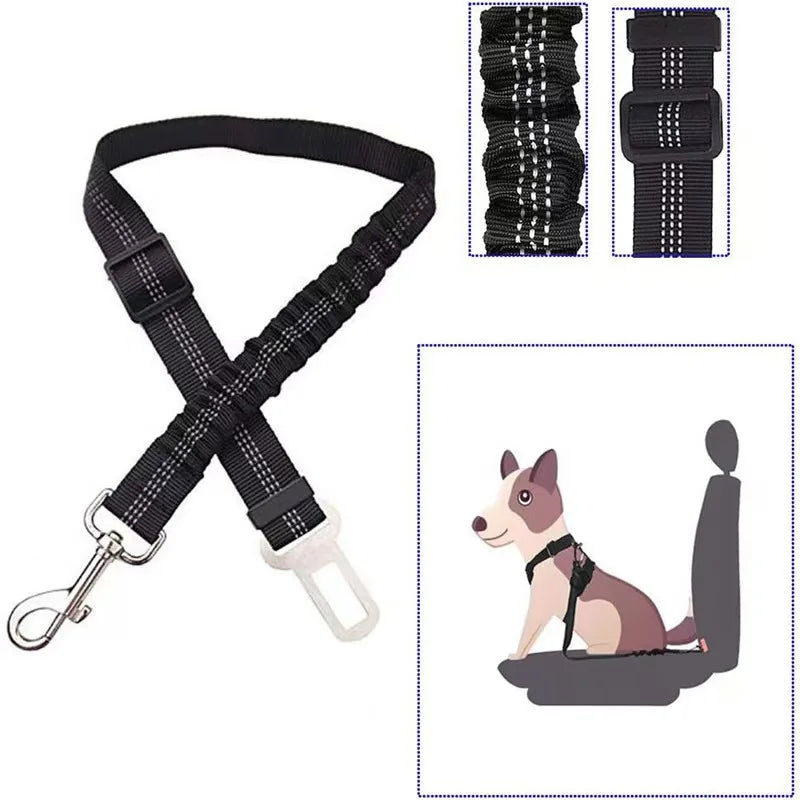 Dog Safety Leash Adjustable Retractable Cushioning Elastic Pet Leash Car Seat Seat Belt Safety Rope Tug Rope