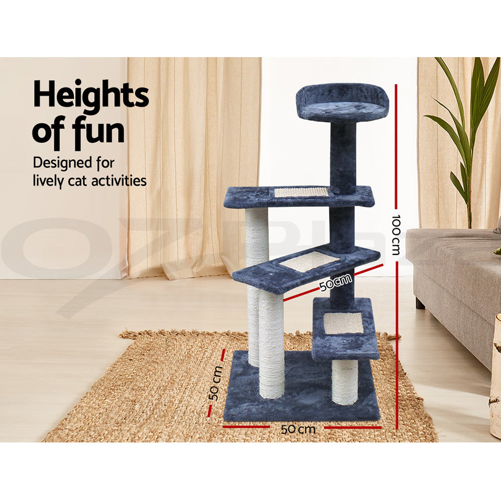 I.Pet Cat Tree Tower Scratching Post Scratcher Wood Condo Bed Toys Play Ladder