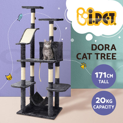 I.Pet Cat Tree Tower Scratching Post Wood Scratcher Condo Toys Trees Bed Large