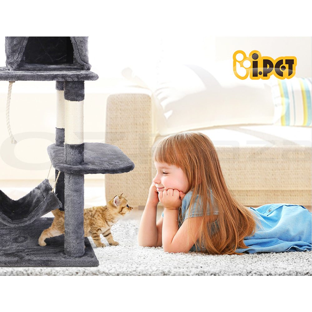 I.Pet Cat Tree Tower Scratching Post Wood Scratcher Condo Toys Trees Bed Large