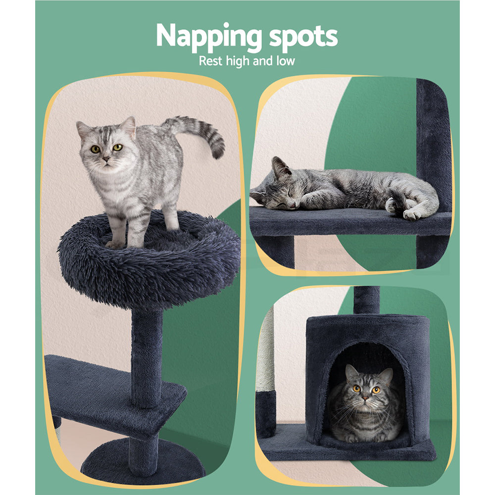 I.Pet Cat Tree Tower Scratching Post Scratcher Wood Condo Bed Toys Play Ladder