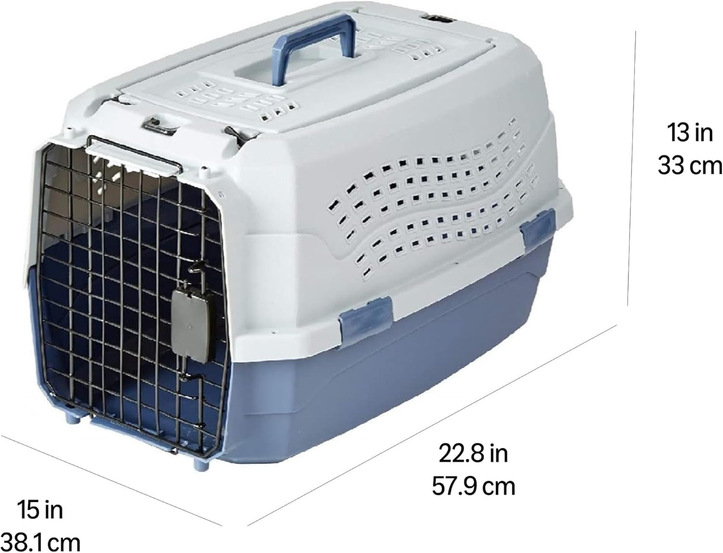 2-Door Top Load Hard-Sided Dog and Cat Kennel Travel Carrier, 58 Centimeters