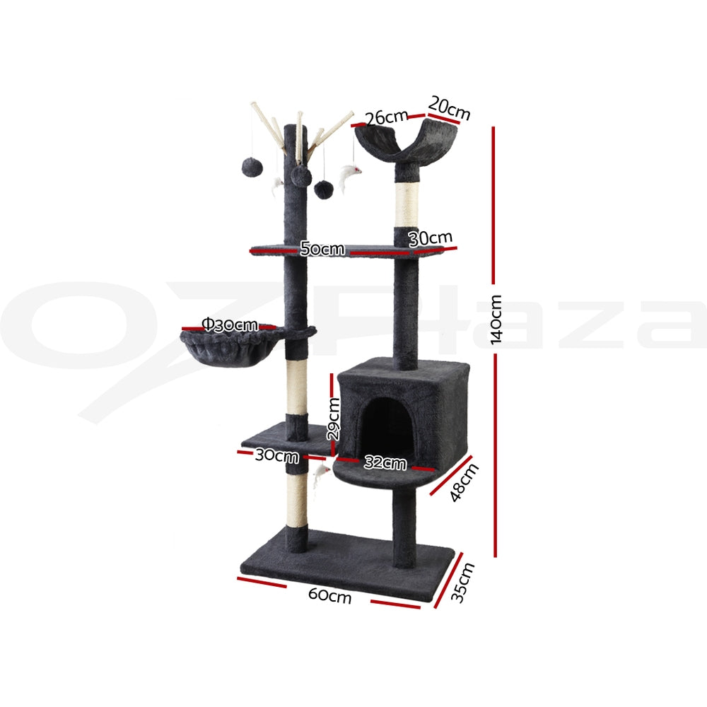 I.Pet Cat Tree Tower Scratching Post Scratcher Wood Condo Bed Toys Play Ladder