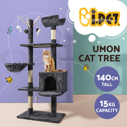 I.Pet Cat Tree Tower Scratching Post Scratcher Wood Condo Bed Toys Play Ladder